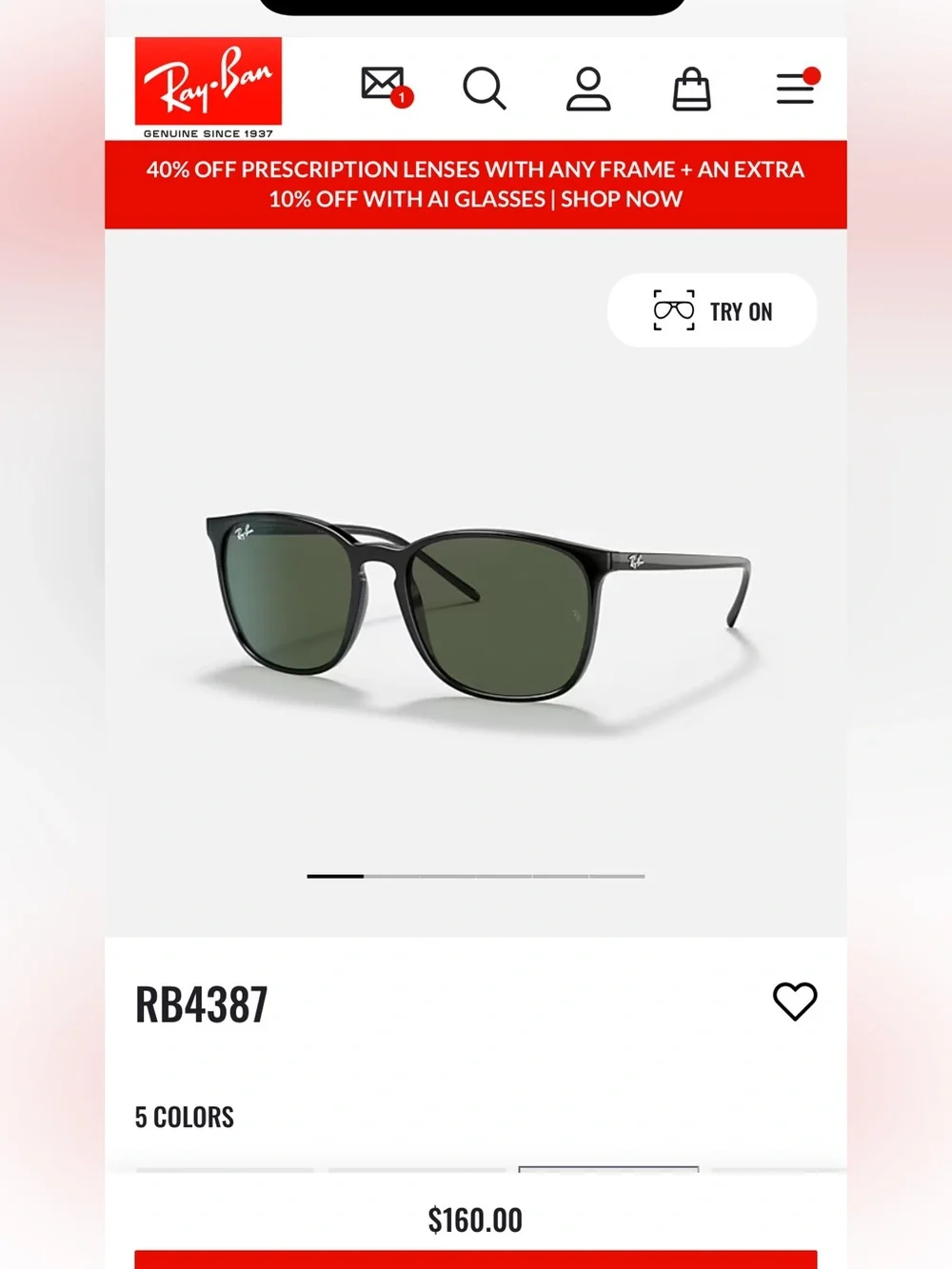 Ray-Ban Black Havana Sunglasses with Case